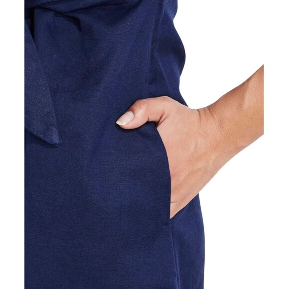 Vineyard Vines Westerly Tie-Front Linen Dress in Deep Bay Size 18 - Picture 6 of 8